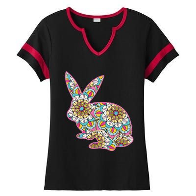 Easters For Women Easter Bunny Flowers Cute Mom Gift Ladies Halftime Notch Neck Tee