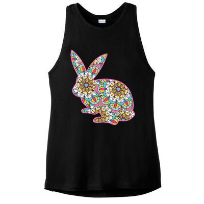 Easters For Women Easter Bunny Flowers Cute Mom Gift Ladies PosiCharge Tri-Blend Wicking Tank