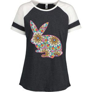 Easters For Women Easter Bunny Flowers Cute Mom Gift Enza Ladies Jersey Colorblock Tee