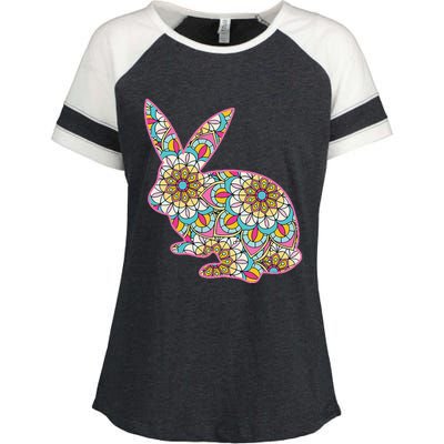 Easters For Women Easter Bunny Flowers Cute Mom Gift Enza Ladies Jersey Colorblock Tee