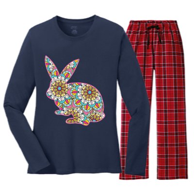 Easters For Women Easter Bunny Flowers Cute Mom Gift Women's Long Sleeve Flannel Pajama Set 