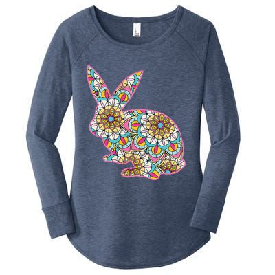 Easters For Women Easter Bunny Flowers Cute Mom Gift Women's Perfect Tri Tunic Long Sleeve Shirt