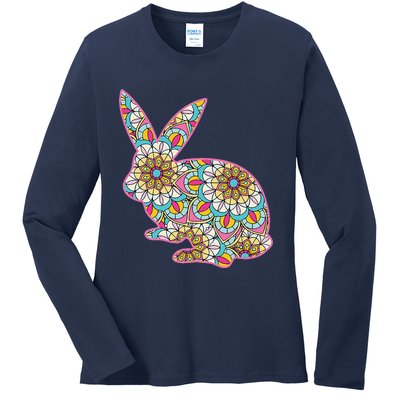 Easters For Women Easter Bunny Flowers Cute Mom Gift Ladies Long Sleeve Shirt