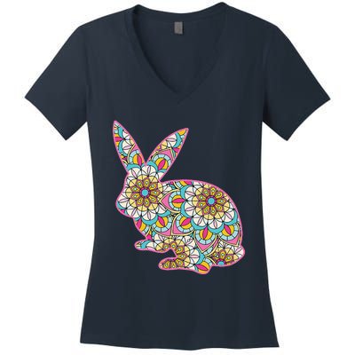 Easters For Women Easter Bunny Flowers Cute Mom Gift Women's V-Neck T-Shirt