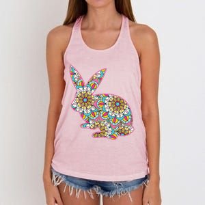 Easters For Women Easter Bunny Flowers Cute Mom Gift Women's Knotted Racerback Tank