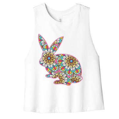 Easters For Women Easter Bunny Flowers Cute Mom Gift Women's Racerback Cropped Tank