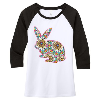 Easters For Women Easter Bunny Flowers Cute Mom Gift Women's Tri-Blend 3/4-Sleeve Raglan Shirt