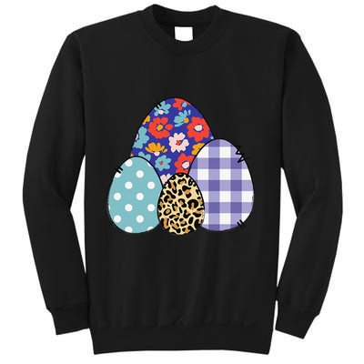 Easters For Women Easter Plaid Leopard Flowers Sweatshirt