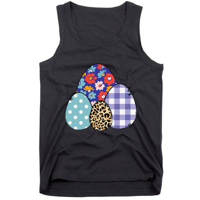 Easters For Women Easter Plaid Leopard Flowers Tank Top