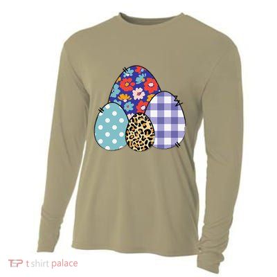 Easters For Women Easter Plaid Leopard Flowers Cooling Performance Long Sleeve Crew