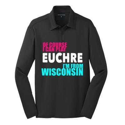 Euchre Funny Wisconsin Silk Touch Performance Long Sleeve Polo