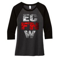 Ec FN W Extreme Championship Wrestling Ecw Women's Tri-Blend 3/4-Sleeve Raglan Shirt