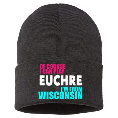 Euchre Funny Wisconsin  Sustainable Knit Beanie