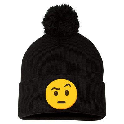 Emoticon Face With Raised Eyebrow Gift Pom Pom 12in Knit Beanie
