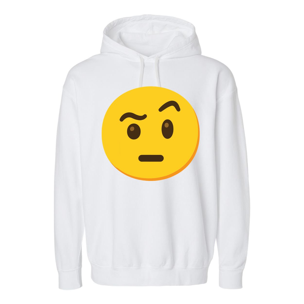 Emoticon Face With Raised Eyebrow Gift Garment-Dyed Fleece Hoodie