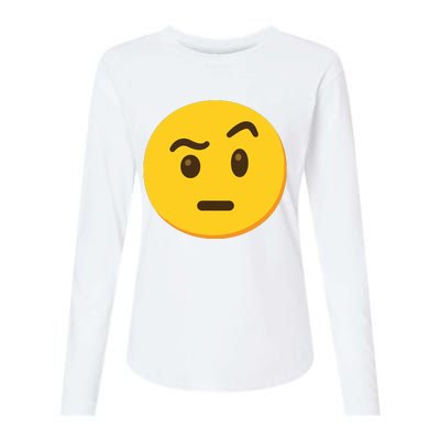 Emoticon Face With Raised Eyebrow Gift Womens Cotton Relaxed Long Sleeve T-Shirt