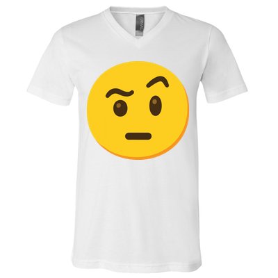 Emoticon Face With Raised Eyebrow Gift V-Neck T-Shirt