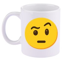 Emoticon Face With Raised Eyebrow Gift 11oz C Handle Ceramic Mug