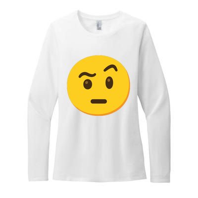 Emoticon Face With Raised Eyebrow Gift Womens CVC Long Sleeve Shirt