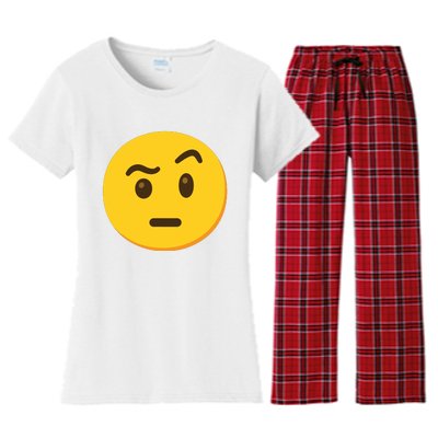 Emoticon Face With Raised Eyebrow Gift Women's Flannel Pajama Set