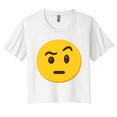 Emoticon Face With Raised Eyebrow Gift Women's Crop Top Tee