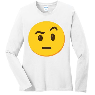 Emoticon Face With Raised Eyebrow Gift Ladies Long Sleeve Shirt