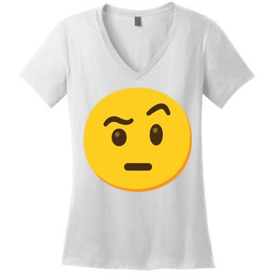 Emoticon Face With Raised Eyebrow Gift Women's V-Neck T-Shirt