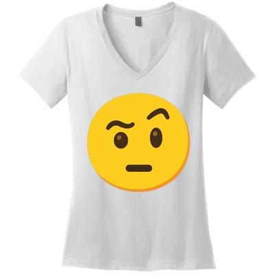 Emoticon Face With Raised Eyebrow Gift Women's V-Neck T-Shirt