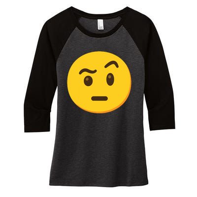 Emoticon Face With Raised Eyebrow Gift Women's Tri-Blend 3/4-Sleeve Raglan Shirt