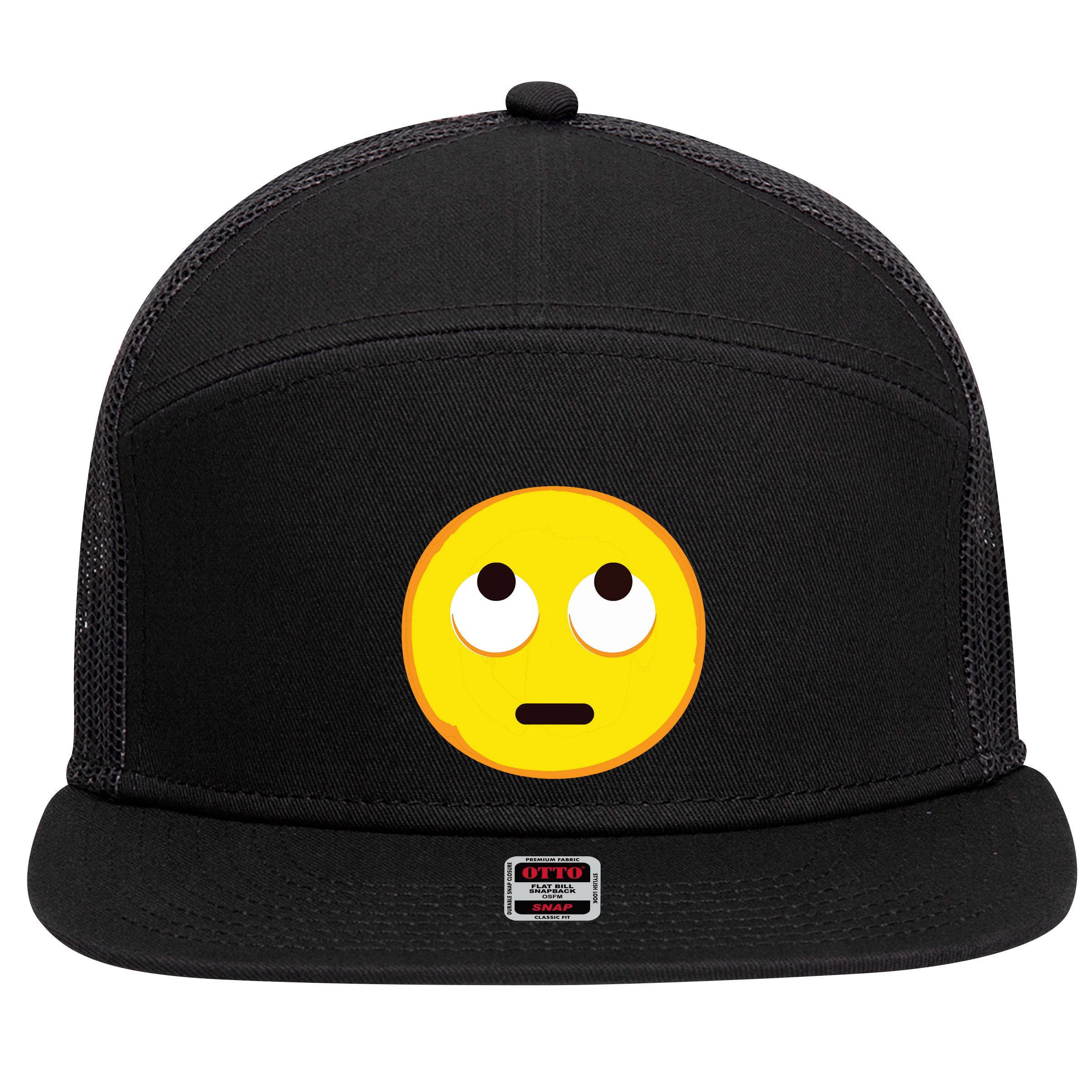 Emoticon Face With Rolling Eyes Eye Roll Emoticon Gift 7 Panel Mesh Trucker Snapback Hat