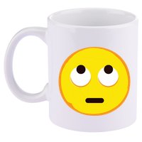 Emoticon Face With Rolling Eyes Eye Roll Emoticon Gift 11oz C Handle Ceramic Mug
