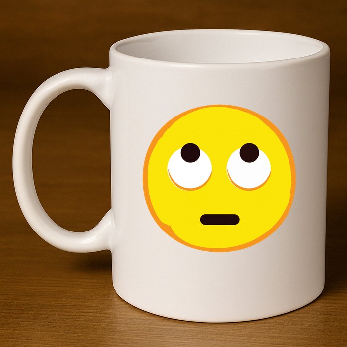 Emoticon Face With Rolling Eyes Eye Roll Emoticon Gift 11oz C Handle Ceramic Mug