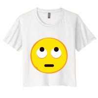 Emoticon Face With Rolling Eyes Eye Roll Emoticon Gift Women's Crop Top Tee