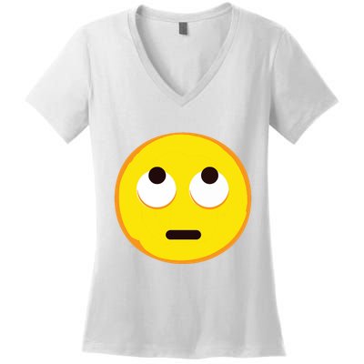 Emoticon Face With Rolling Eyes Eye Roll Emoticon Gift Women's V-Neck T-Shirt