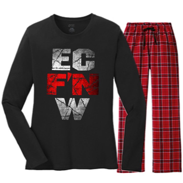 Ec FN W Extreme Championship Wrestling Ecw Women's Long Sleeve Flannel Pajama Set 