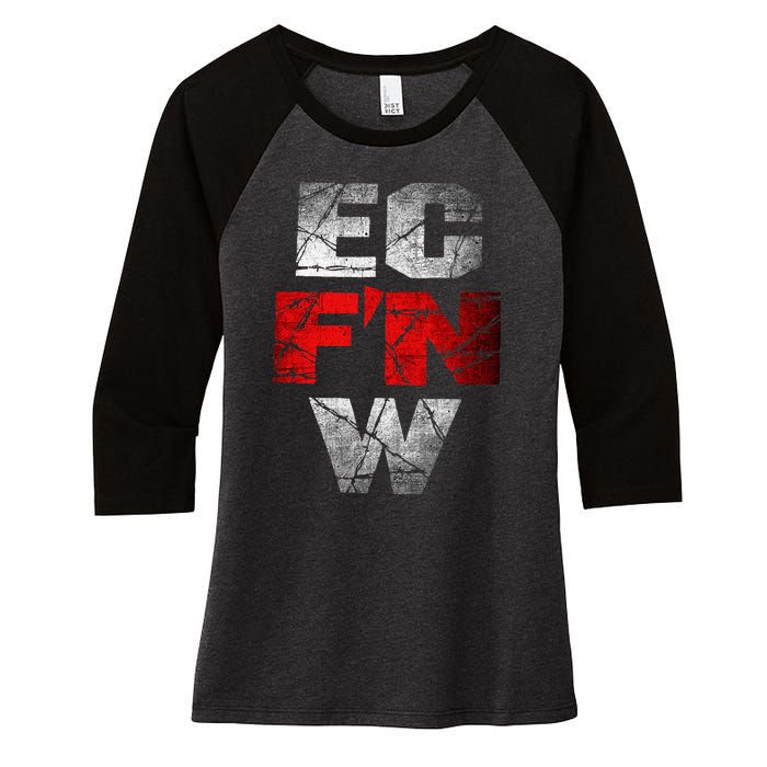 Ec FN W Extreme Championship Wrestling Ecw Women's Tri-Blend 3/4-Sleeve Raglan Shirt