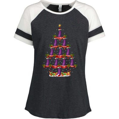 Eggplant Fruit Xmas Tree Lighting Eggplant Christmas Tree Cool Gift Enza Ladies Jersey Colorblock Tee