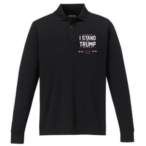 Eagle Graphic American Flag I Stand With Trump Gift Performance Long Sleeve Polo