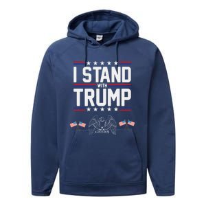 Eagle Graphic American Flag I Stand With Trump Gift Performance Fleece Hoodie