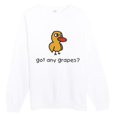 Embroidered Got Any Grapes Duck Premium Crewneck Sweatshirt