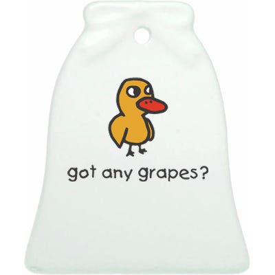 Embroidered Got Any Grapes Duck Ceramic Bell Ornament