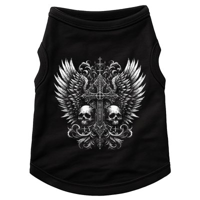 Emo Grunge Aesthetic Alt Goth Skull Cross Gothic Doggie Tank