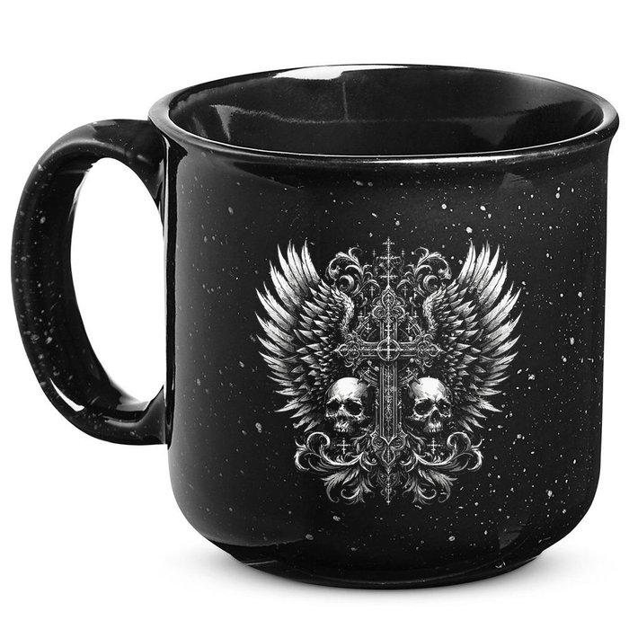 Emo Grunge Aesthetic Alt Goth Skull Cross Gothic 15oz Campfire Ceramic Mug