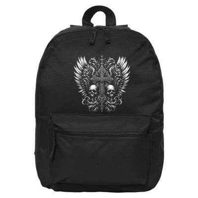 Emo Grunge Aesthetic Alt Goth Skull Cross Gothic 16 in Basic Backpack