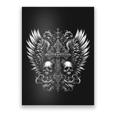 Emo Grunge Aesthetic Alt Goth Skull Cross Gothic Poster