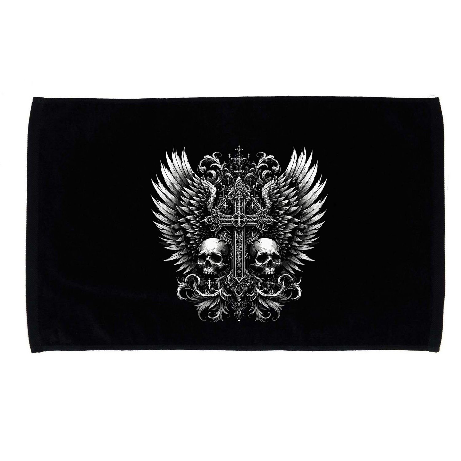 Emo Grunge Aesthetic Alt Goth Skull Cross Gothic Microfiber Hand Towel