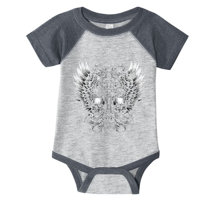 Emo Grunge Aesthetic Alt Goth Skull Cross Gothic Infant Baby Jersey Bodysuit