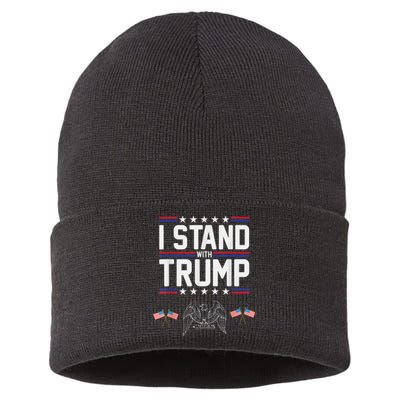 Eagle Graphic American Flag I Stand With Trump Sustainable Knit Beanie