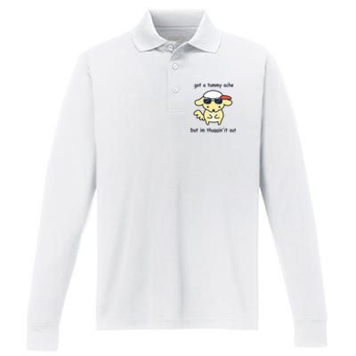 Eveoart Got A Tummy Ache But IM Thuggin It Out Performance Long Sleeve Polo