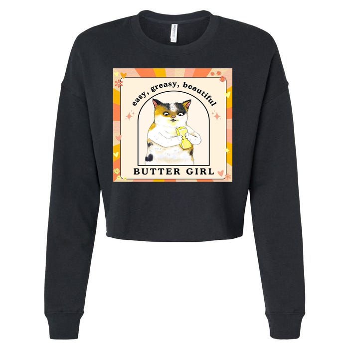 Easy Greasy Beautiful Butter Girl Cropped Pullover Crew
